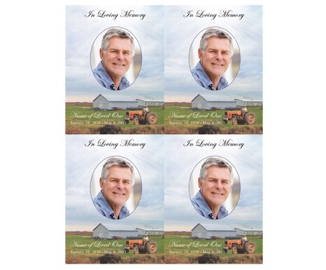 Farm Small Memorial Card Template.