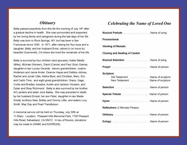 Freedom Funeral Program Template.