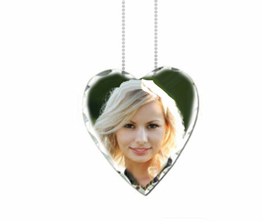 Personalized Heart Charm Florentine Edge In Loving Memory Photo Pendant.