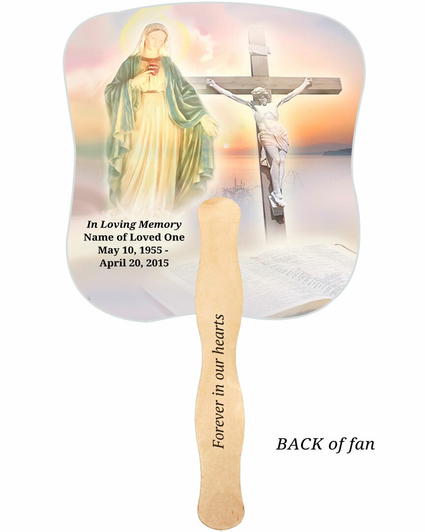 Vision Cardstock Memorial Fan With Wooden Handle (Pack of 10).