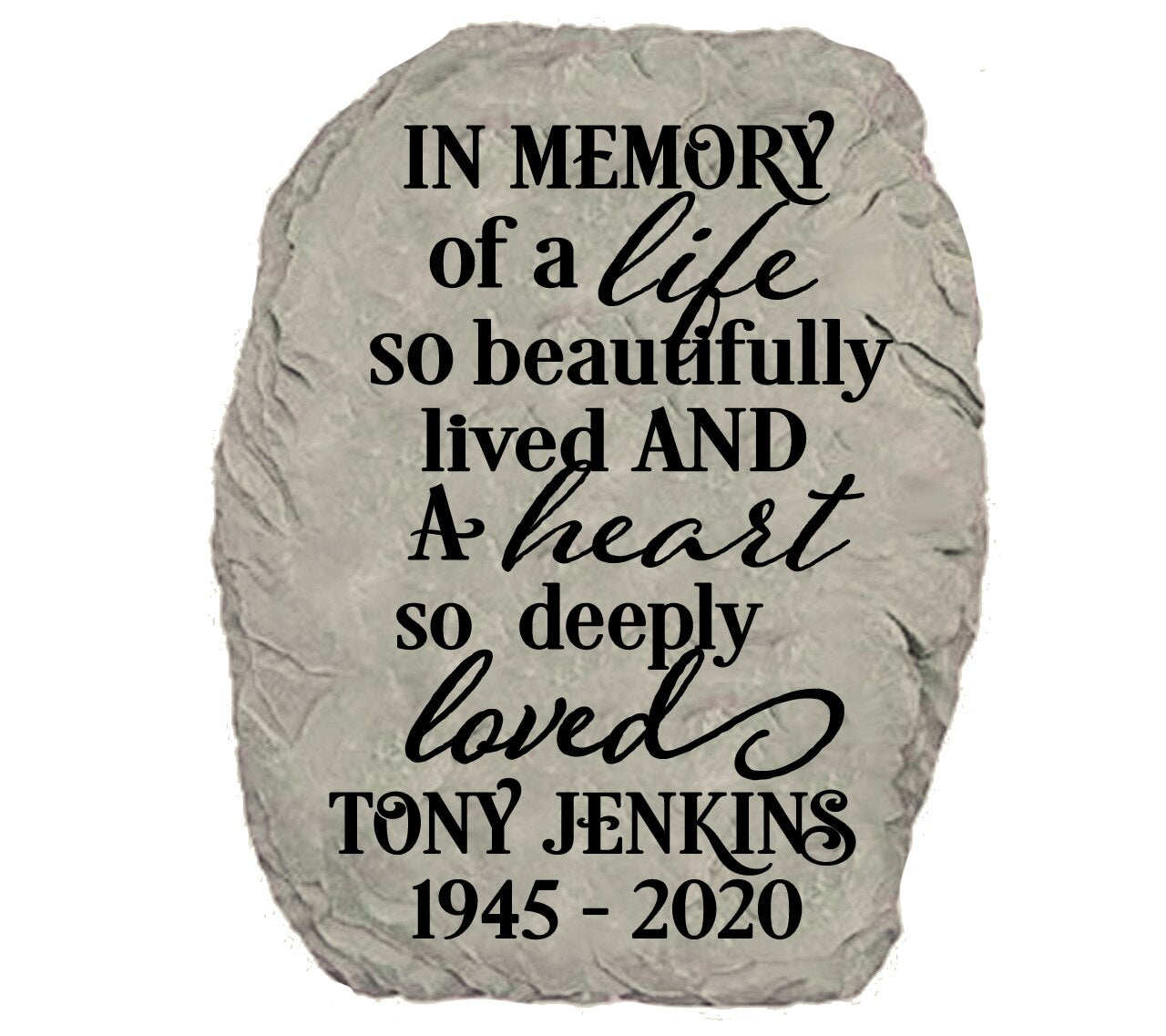 Personalized In Memory Memorial Garden Stone.