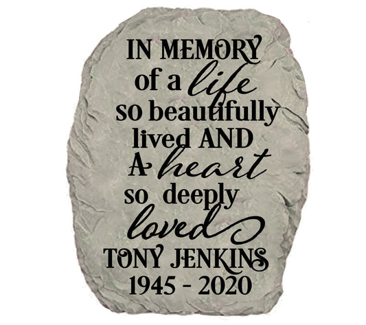 Personalized In Memory Memorial Garden Stone.
