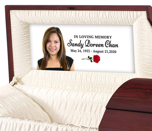 Simple Rose Personalized Casket Panel Insert.