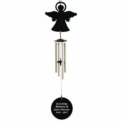 Personalized Angel Silhouette In Loving Memory Memorial Wind Chime.