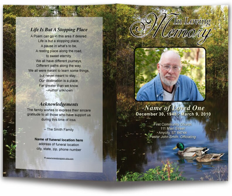 Duck Pond Funeral Program Template.