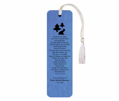 Leatherette Memorial Poem Bookmark Cry For Me No More.