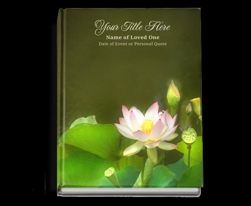Lotus Perfect Bind Funeral Guest Book 8x10.