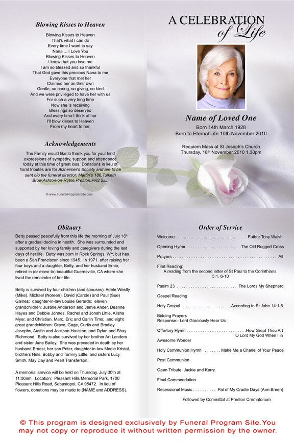Beloved A4 Funeral Order of Service Template.