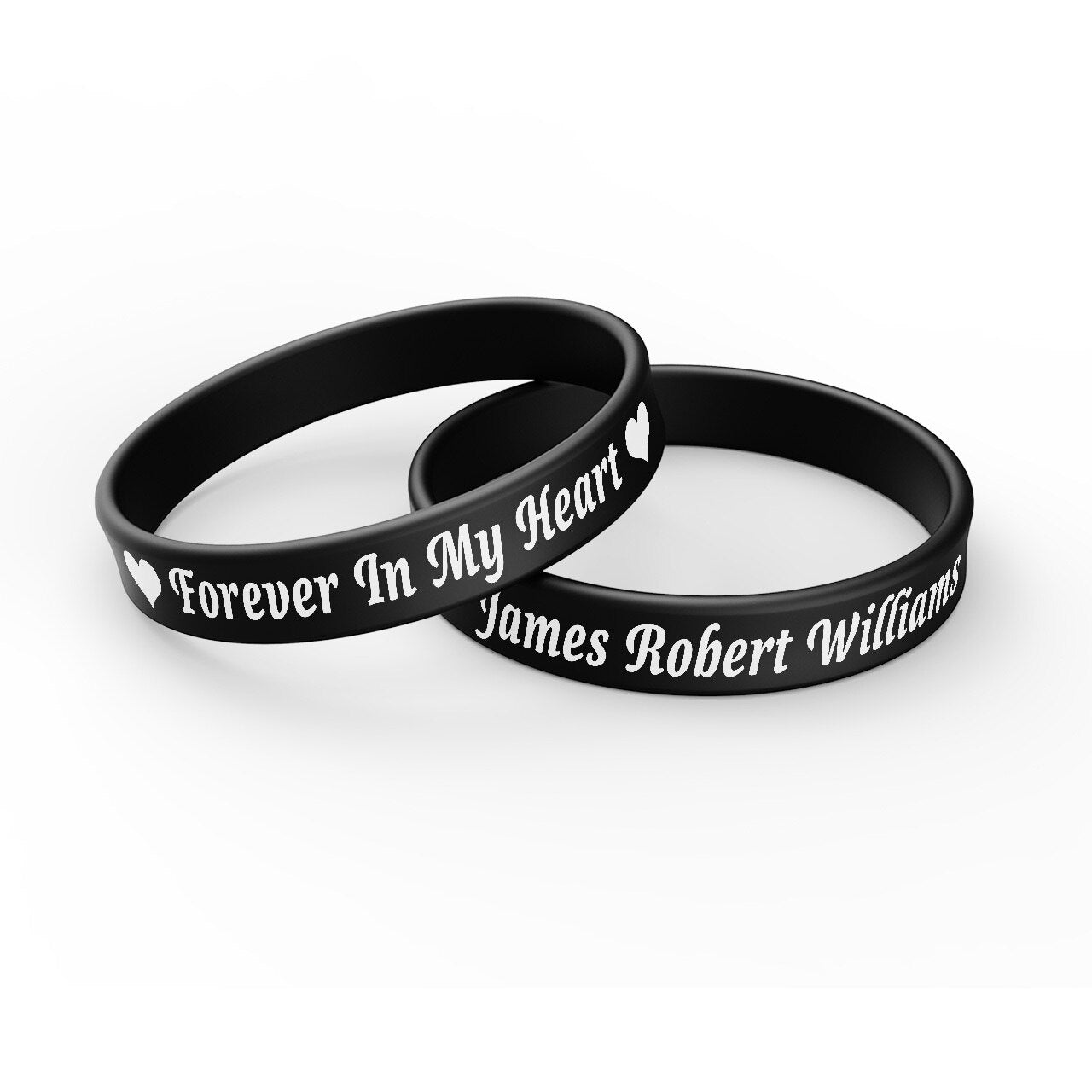 Personalized In Loving Memory Silicone Bracelet - Forever In My Heart (Pack of 10).