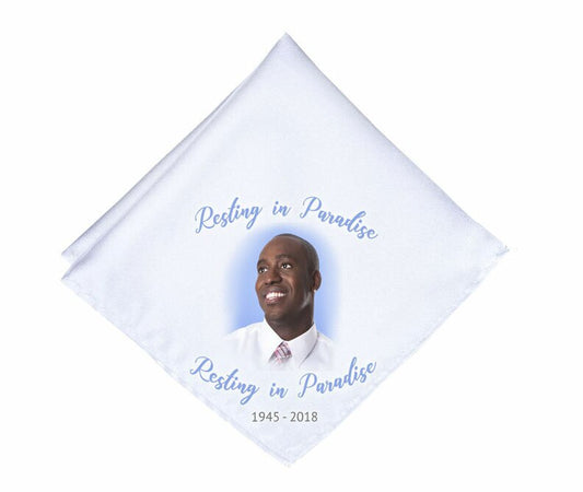 Simple Cameo Personalized Memorial Handkerchief.