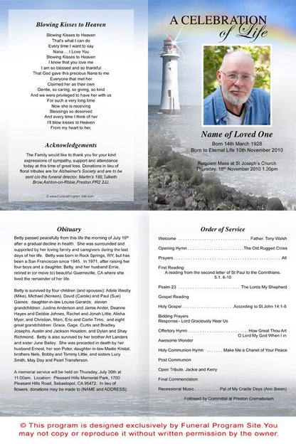 Beacon A4 Funeral Order of Service Template.