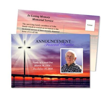 Glorify Funeral Announcement Postcard Template.