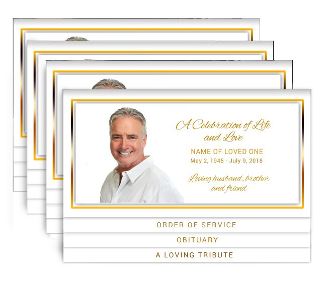 Gold 8-Sided Graduated Bottom Funeral Program Design & Print (Pack of 50).