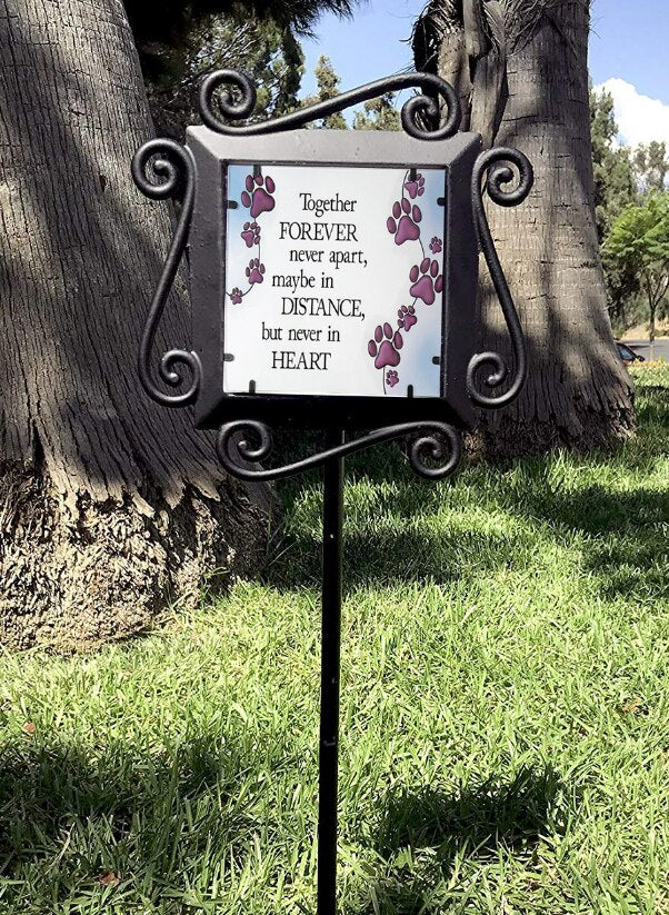Together Forever Pet Inspirational Large Glass Garden Stake.