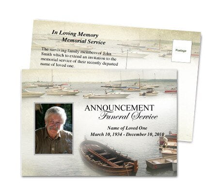 Fishing Funeral Announcement Postcard Template.