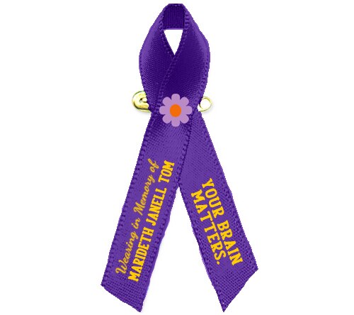 Alzheimer's Awareness Personalized Ribbon (Purple) - Pack of 10.