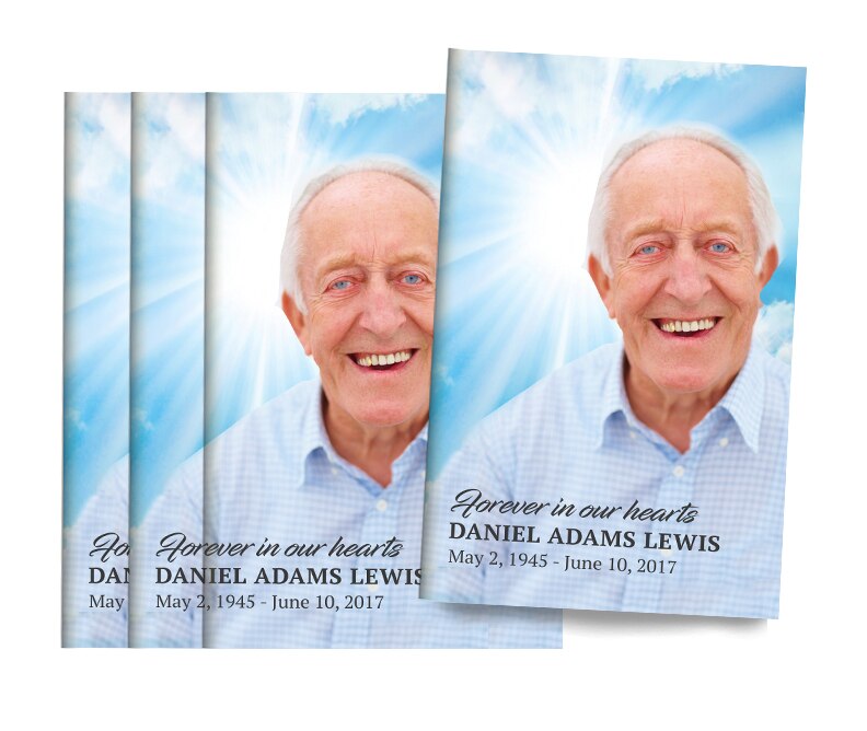 Sky Glow Bifold Funeral Program Design & Print (Pack of 50).