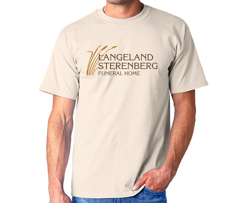 Casual Personalized T-Shirt With Screenprint Funeral Home Logo.