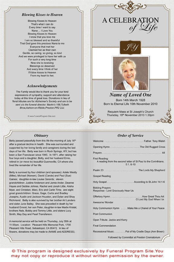 Celebrity A4 Funeral Order of Service Template.