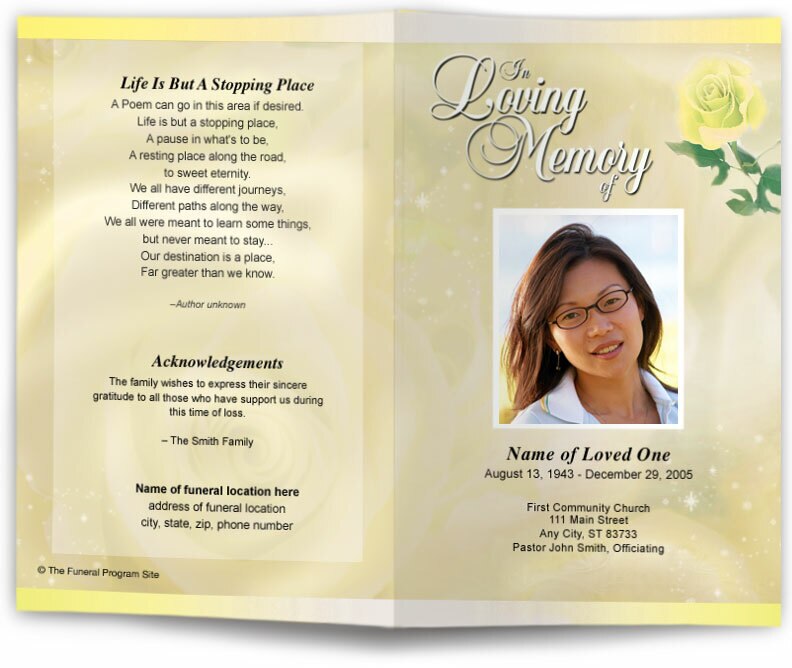 Petals Funeral Program Template.