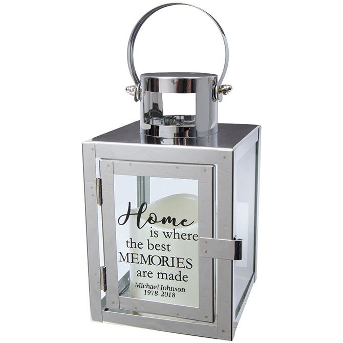 Personalized Home Memories Silver Metal Lantern.