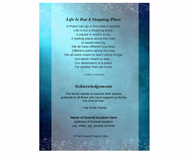 Teal Devotion Funeral Booklet Template.