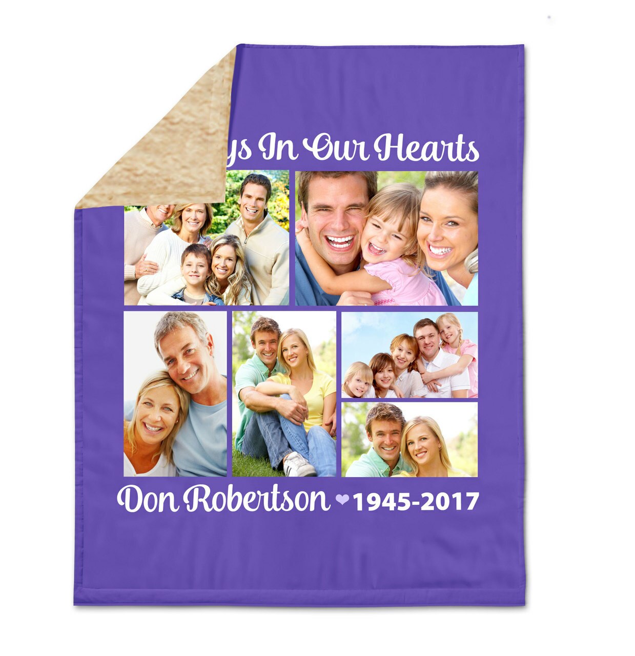 6 Photos Memorial Ultra Soft Sherpa Lined Blanket Throw.