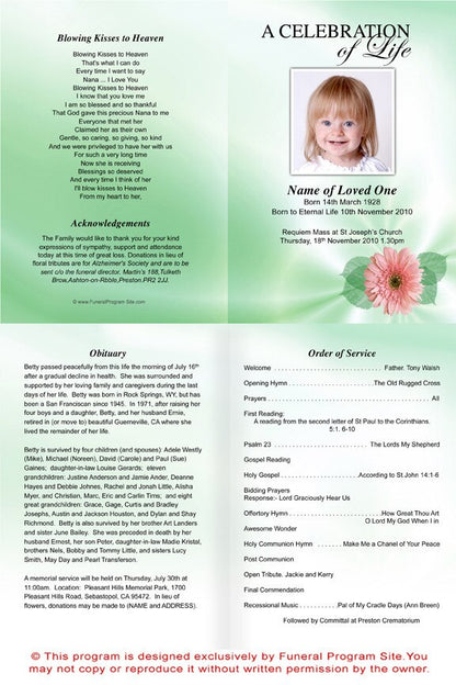 Blossom A4 Funeral Order of Service Template.