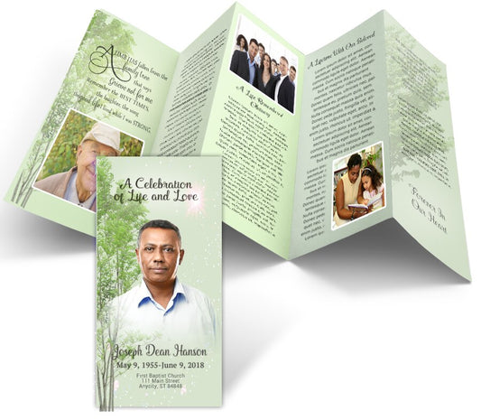 Natural Trees Accordion Fold Funeral Program Design & Print (Pack of 25).