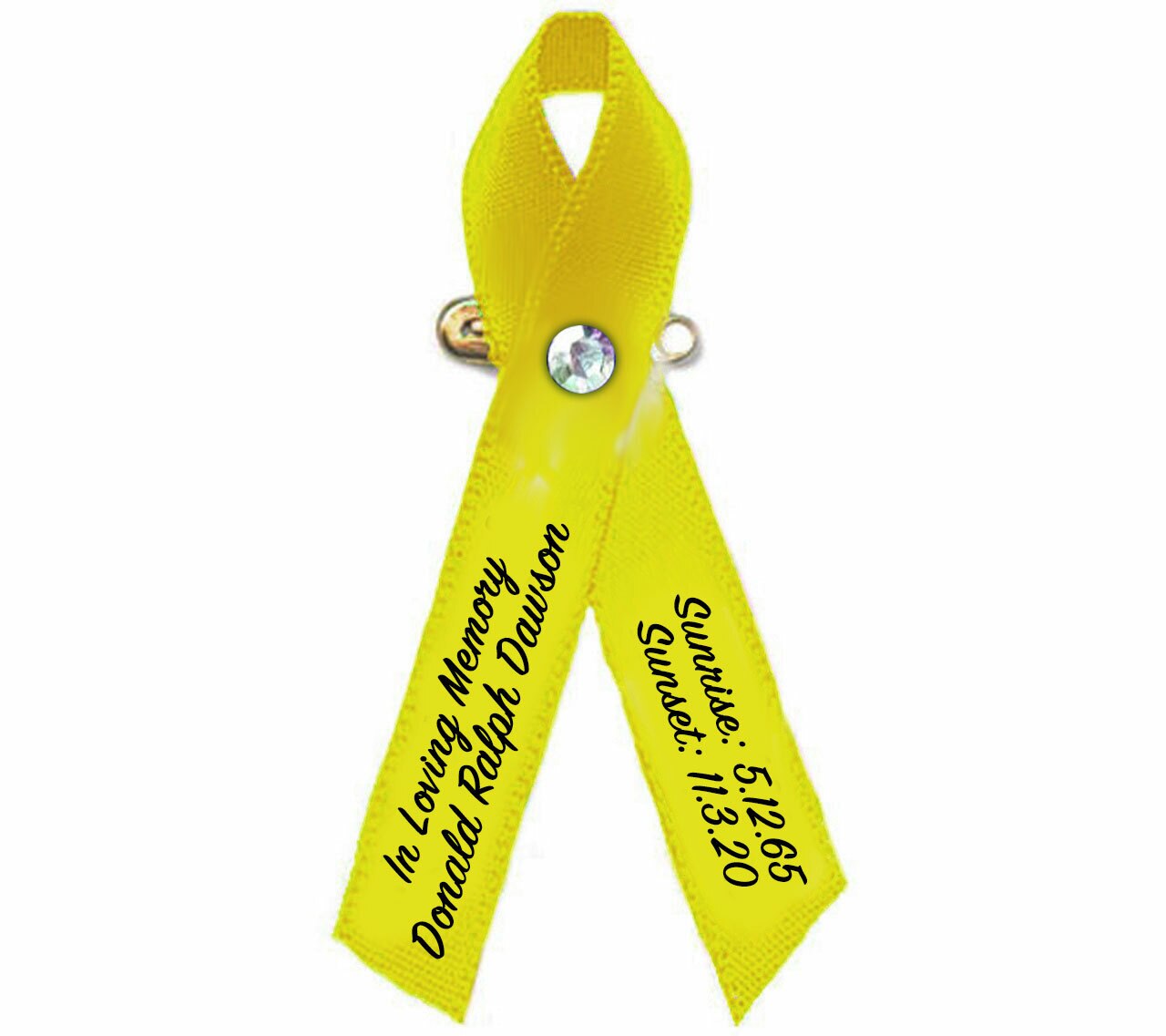 Personalized Yellow Cancer Ribbon - Pack of 10.