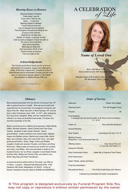Celestial A4 Funeral Order of Service Template.