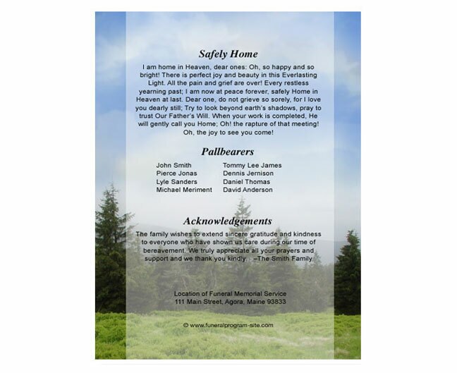 Promise Small Memorial Card Template.