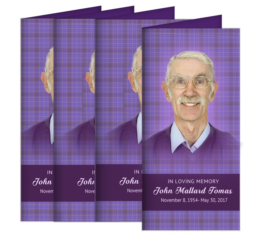 Plaid Long Fold Funeral Program Design & Print (Pack of 50).