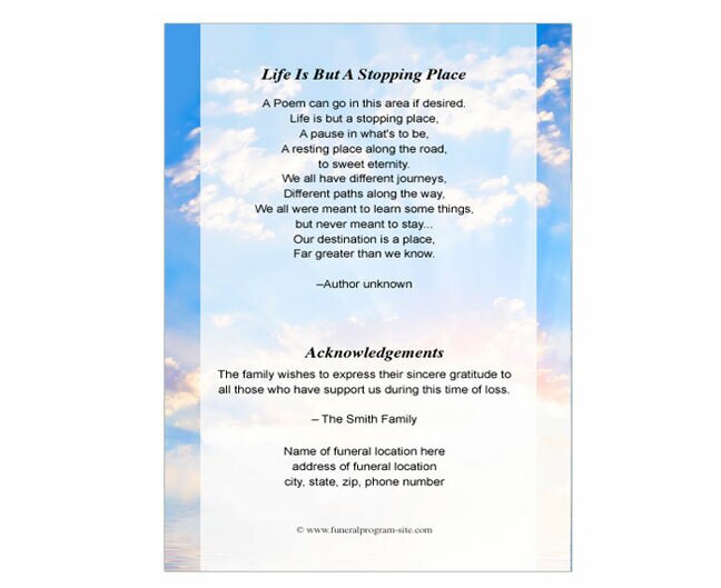 Peace Funeral Booklet Template.