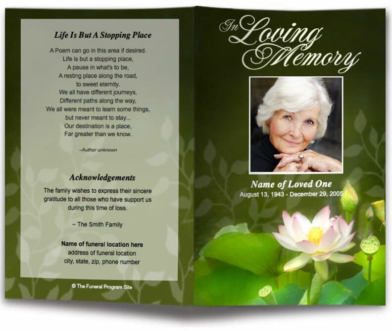 Lotus Funeral Program Template.