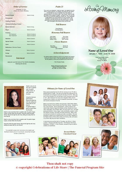 Blossom Trifold Funeral Brochure Template.