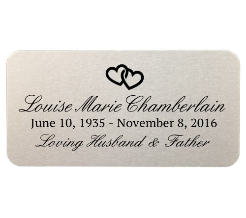 Personalized 1.5 x 3 Rounded Rectangle Memorial Urn Plate.