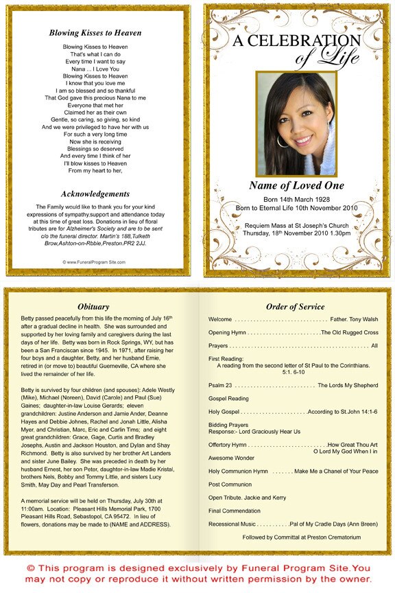 Affinity A4 Funeral Order of Service Template.