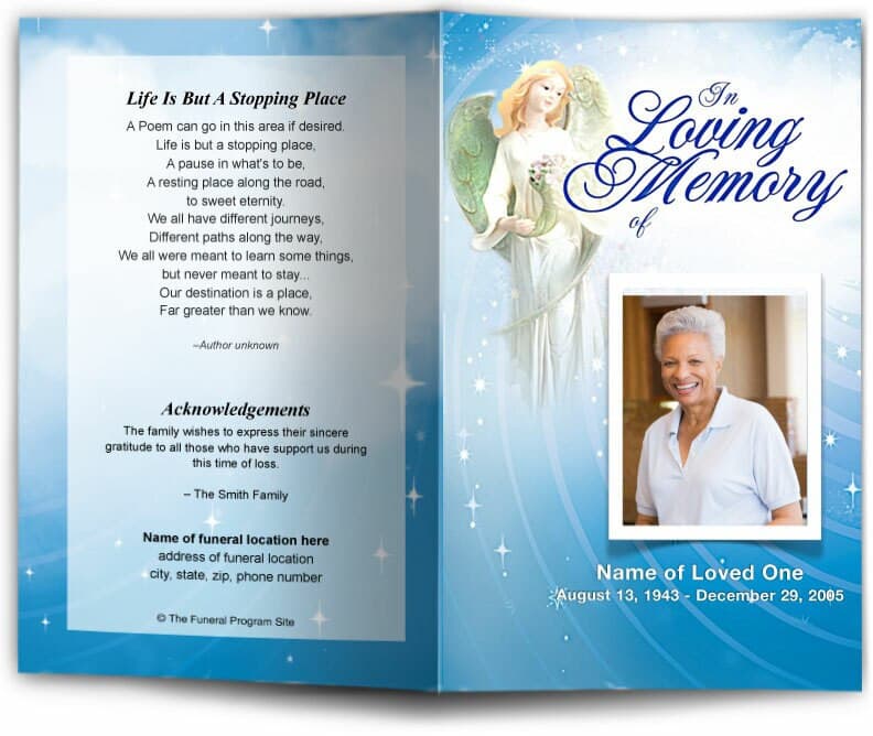 Angelic Funeral Program Template.