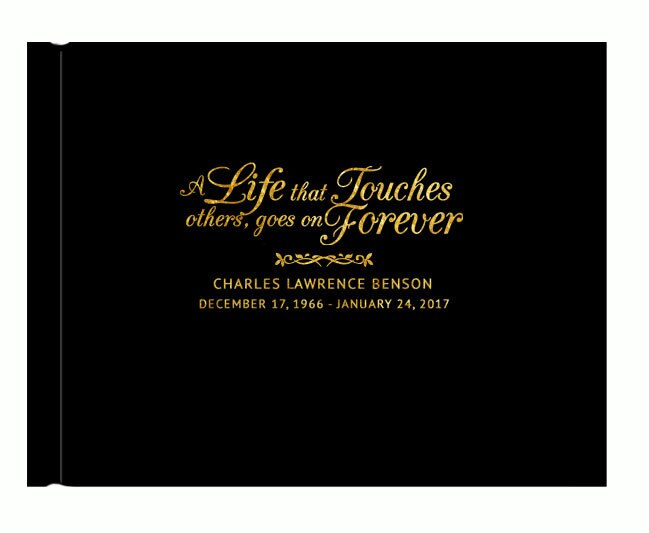 A Life That Touches Foil Look Landscape Funeral Guest Book.