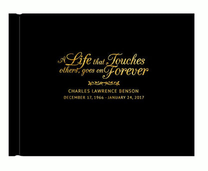 A Life That Touches Foil Look Landscape Funeral Guest Book.