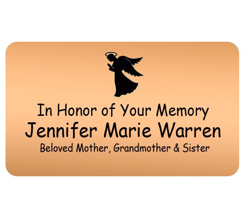 Personalized 2 x 3 Flexible Memorial Urn Plate.
