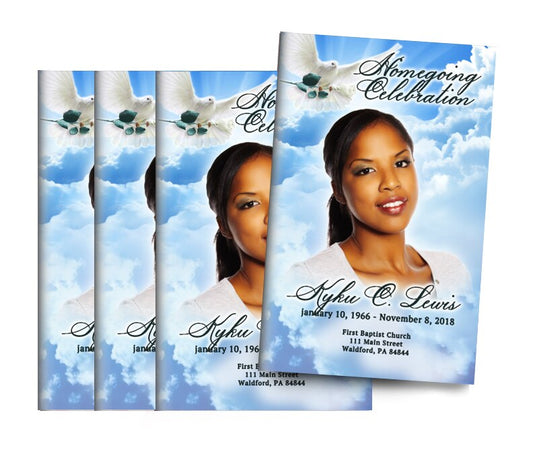 Peaceful Skies Bifold Funeral Program Design & Print (Pack of 50).