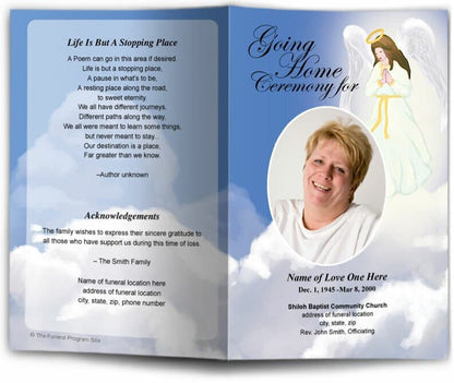 Angel Funeral Program Template.