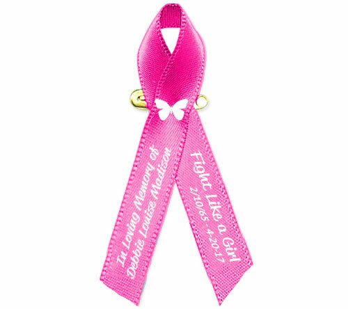 Breast Cancer Ribbon (Personalized Pink) Pack of 10.