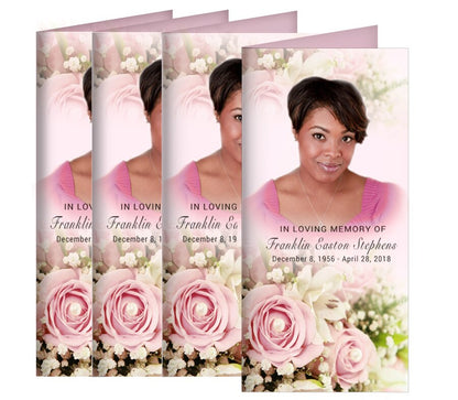 Pink Roses Long Fold Program Design & Print (Pack of 50).