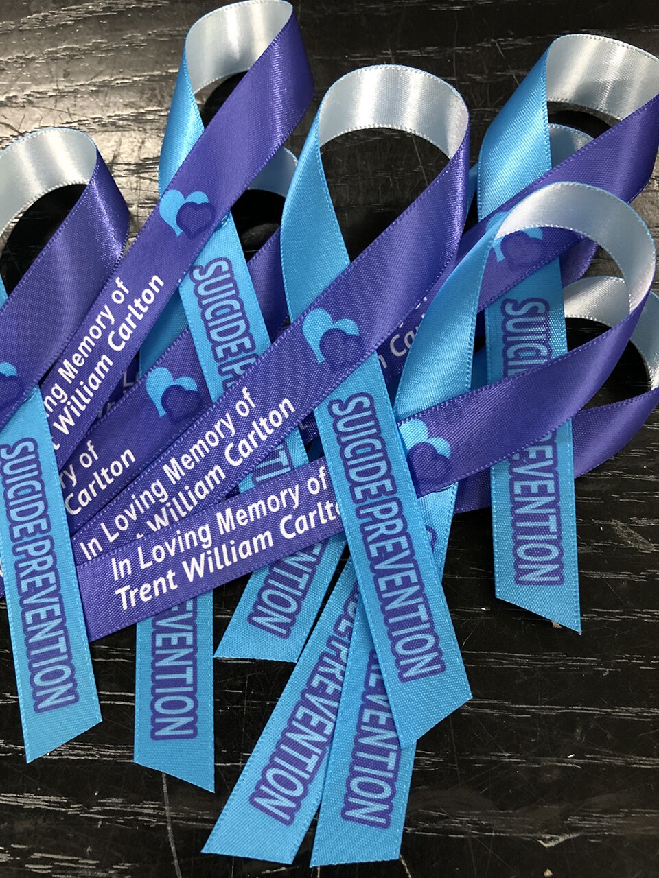Personalized Suicide Awareness Ribbon (Purple-Teal) - Pack of 10.