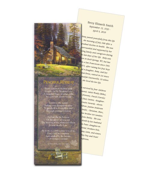 Thomas Kinkade® Peaceful Retreat Funeral Bookmark Paper (Pack of 24).