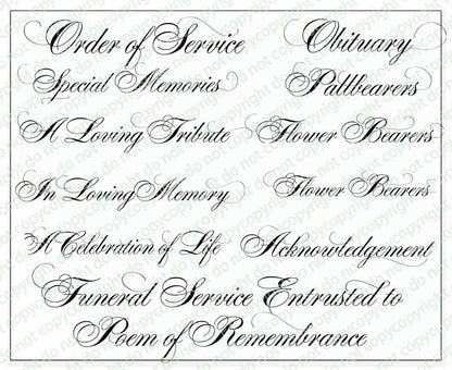 Alexis Funeral Program Title Word Art Pack of 12.