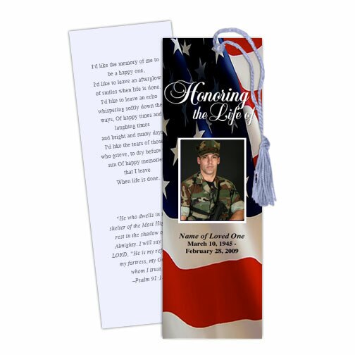 US Flag Memorial Bookmark Template.